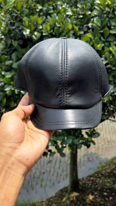 Topi Bulat Lidah Visor Pendek Bahan Kulit Asli Tipe Baseball Fashion Trendi Dan Universal