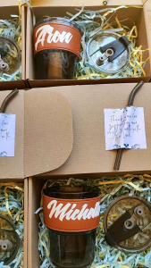 We accept rush Customized Espresso Glass Mug with Lid Free Straw Souvenir Giveaway wedding baptism