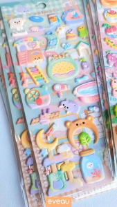 Sticker 3D Pastel Sweets Stiker Timbul Anak Dekorasi Kreatifitas Tempel Kue Unicorn Makanan Beruang Kelinci Hewan Peliharaan Valentine