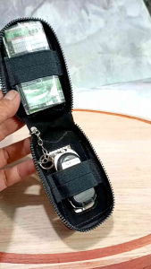 Dompet kunci remote keyless mobil kulit asli transparan dobel karet dompet stnk