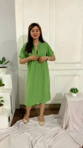 Muat BB 85+ Daster Kringkel JUMBO AIRFLOW Sleting depan Dress Busui/Bumil friendly