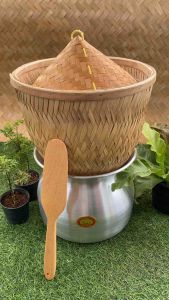 ชุดนึ่งข้าวเหนียว ชุด4 ชิ้น ประกอบด้วย หม้อนึ่งเบอร์22+หวดขอบไม้+ฝาหวด+ไม้พาย