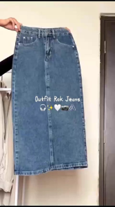 Rok Jeans Span//Rok Jeans Teana Kekinian//Rok Highwaist Jeans Skirt Teana//Rok Jeans Belah Belakang