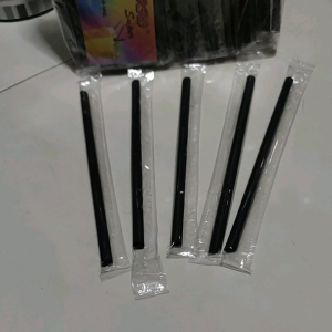 Sedotan Steril Hitam 8 mm x 21 cm Runcing bisa tembus Seal isi 100 Pcs