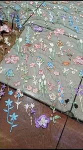 Terbaru Tile Bunga BORDIR Two Tone Full Bordir Multi Colour