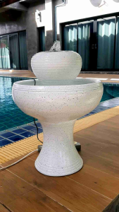 น้ำผุดดินเผา หัวทรงแอปเปิ้ล สีขาวหินอ่อน เสริมฮวงจุ้ยหน้าบ้าน รับประกันสินค้าแตกระหว่างขนส่ง แตกเสียหายรับใหม่ทันทีครับ