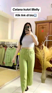 Si - Celana Kulot Knit Melly Model Wide Leg Variasi Kancing Depan