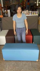 สตูโซฟายาว เบาะนั่งหุ้มหนัง เก้าอี้สตูยาว 100cm ประกอบสำเร็จ