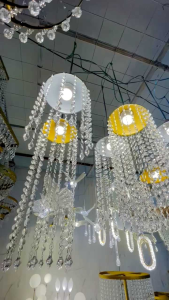 Almaira Lampu Gantung Minimalis Model Rumbai Ubur Ubur Silver dan Gold Terbaru Best Seller Lampu Hias Properti Dekorasi