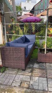 Bộ sofa ngoài trời 6 món cao cấp [ kèm đệm -Chống nước UV | Ghế sân vườn villa cafe Resorts