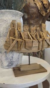 งานศิลปะ ตุ๊กตาไม้แต่งบ้าน ทำจากไม้สัก สีธรรมชาติ ขนาด สูง(H)38 x กว้าง(W)38 x หนา(D)8 cm. Art Wooden Home Decore Doll Handmade Teak Wood