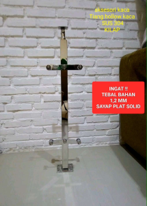 TIANG RAILING TANGGA KACA STAINLESS HOLLOW SUS 304 KILAP