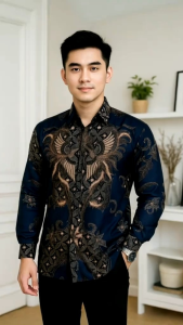 Raja Grosir Batik-kemeja Batik Pria Lengan panjang Moderen -Batik Pria Lengan panjang