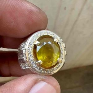 Batu Sphene Natural Sphene Greenish Yellow rainbow sphene MEMO GRI CT 3.76 Dim 10.85x8.77x5.07mm