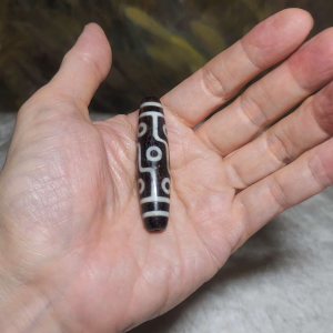 58mm Aged Tibetan Agate dark brown translucent 9 Eyes Dzi (Free necklace cord) [Natural Crystal]