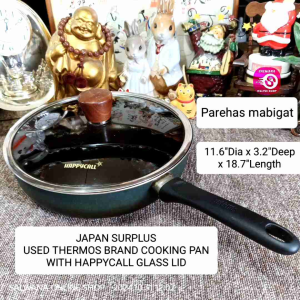 SALE‼️ USED JAPAN SURPLUS MIX-MATCH BIG THERMOS COOKING PAN AND HAPPYCALL BRAND GLASS LID