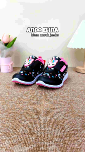 Sepatu Ando Elina Velcro Perekat Hitam Merah Jambu Black Fuchsia