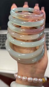 Vòng tay bản đũa đá mã não vân tam tài bản đũa chột 6li 8li