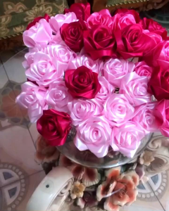 Aplikasi Bunga Mawar Pita Satin / Mahar / Seserahan / Souvenir