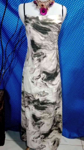 LONGDRESS GAUN PESTA BACKLESS CORAK PUTIH(SHANG PIN) 323