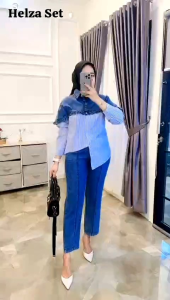 HELZA SET.LAVITA SET.RIALY SET SETELAN JEANS KOMBI KATUN SALUR