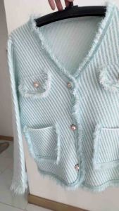 เสื้อกันหนาวสาวออฟฟิศ เสื้อคลุมลายริ้วน่ารักๆ