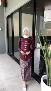 Alana One Set Baju Kurung Melayu Rok Songket Modern Premium Termurah | Atasan Baju Kurung Wanita Terbaru Kekinian | Setelan Kondangan Bridesmaid | Kebaya Pesta Mix Full Payet Bahan Satin Lembut | One Set Malaysia