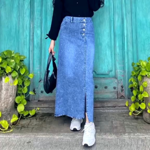 Rok jeans TAMMARA belah samping//ROK wanita highwaist //rok dewasa model terbaru