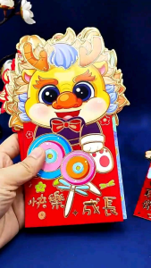 angpao merah imlek shio ular 2025 3D timbul  model dompet