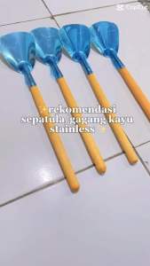 Spatula/Sodet Gagang Kayu Stainless Ukuran Sedang 3.6cm