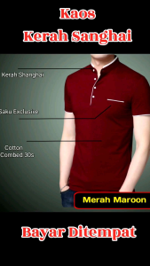 kaos kerah sanghai pria bahan kaos Cotton Combed 30s