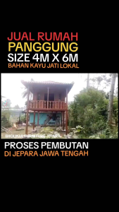 Gazebo Rumah Panggung Minimalis Kayu Jati Atap Genting Tanah