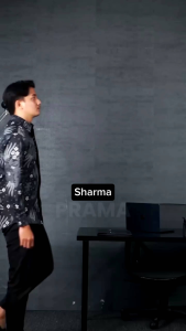 Sharma Kemeja Batik Pria Lengan Panjang Manggar abu Formal Slim Fit Casual Baju Batik Cowok Laskala