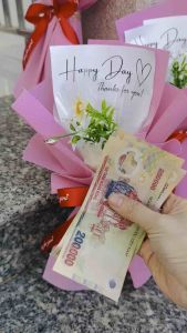 Bó hoa mimi kèm 3 ống cài tiền