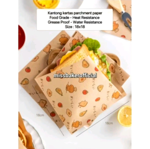 18x18 kertas roti/kertas donat/box donat/kertas sandwich/kertas burger/box lebaran/kotak donat/donut 25pcs