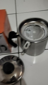 Wadah Minyak Ganom 13 cm - Oil Pot 1200ml Stainless Steel - Ukuran 13 cm - Komplen Dengan Video Unboxing (BARANG RUSAK) (TERIMA UNBOXING GRATIS)