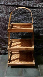 Kerajinan rak bambu - tempat bumbu dapur minimalis - susun dua dan tiga rak bambu - rak bambu segi empat