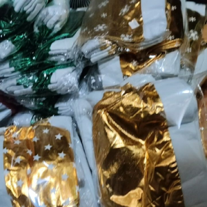 Metallic Santa Hat for Adults & Kids Festive Printed Design for Christmas Parties & Gatherings