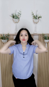 JJJ LYN - Blouse Nayla Atasan Wanita Motif Kotak Atasan Kerja Atasan Kasual