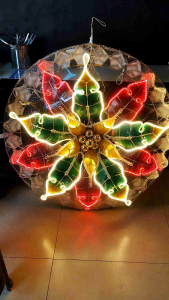 36 inches Poinsettia Design Capiz Parol