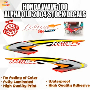 HONDA WAVE 100 ALPHA OLD 2004 STOCK DECALS (WATERPROOF LAMINATED FADE PROOF)