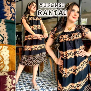 Pakaian Yukensi wanita Motif Bunga Rantai garis Bahan Rayon Baju Batik Terbaru2025