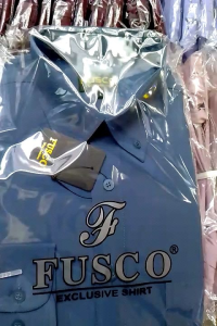 Fusco Kemeja Formal Reguler Warna Biru Denim✓Kemeja Pria Polos Lengan Panjang