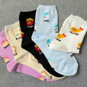 Fashion Food Pattern Bread Shrimp Chips Donut -Icon Socks