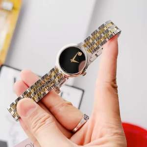 ĐỒNG HỒ NỮ CHÍNH HÃNG Movado 0607419 Quartz Veturi Black Dial Sapphire Demi Gold Stainless Steel For Lady