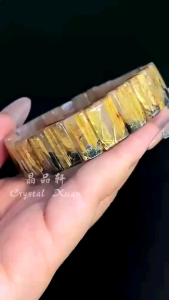 【 现货】15mm黑母矿钛晶板钛手排 Gold Rutilated Quartz助招财 事业 健康