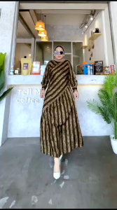 Gamis Wanita Terbaru Model Stripe Matt Rayon // Ayomi Dress Terbaru