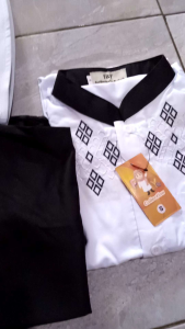 Stelan Hitam Putih Koko Pakistan Seragam Sekolah Anak Laki-Laki Bahan Katun Adem