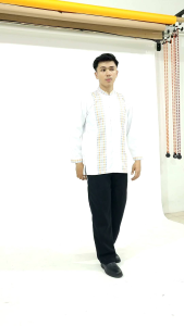 Steve Richard Baju Koko Pria Lengan Panjang Bahan Katun Dingin Motif Garis Terbaru Premacy Art