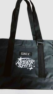 LXNTX Totebag Pria Tas selempang Tote Bag NeverSht Black Free sticker